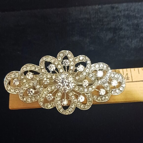 4" Long Rhinestone Brooch - Picture 3 of 4